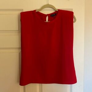Red sleeveless blouse with shoulder pads size medium
